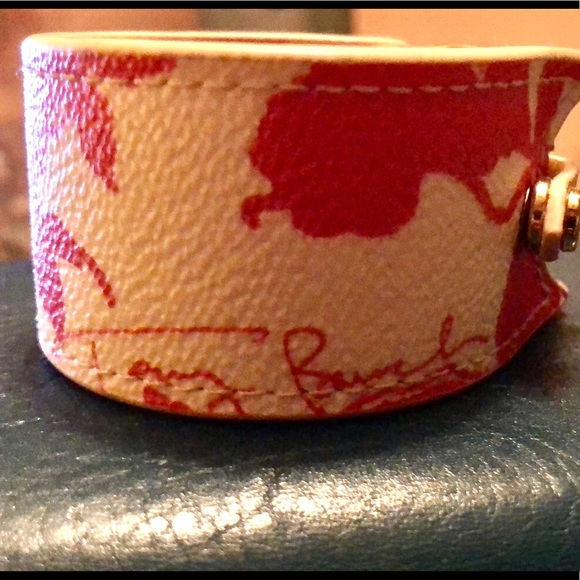 TORY BURCH Orang floral Reva Logo Leather Cuff Bracelet - Picture 6 of 13
